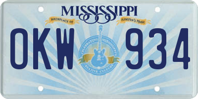 MS license plate OKW934