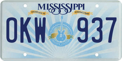 MS license plate OKW937