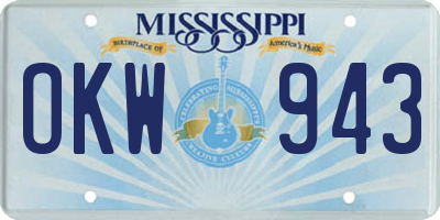 MS license plate OKW943