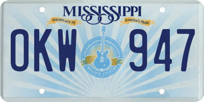 MS license plate OKW947