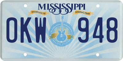 MS license plate OKW948