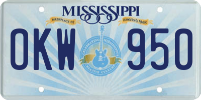 MS license plate OKW950