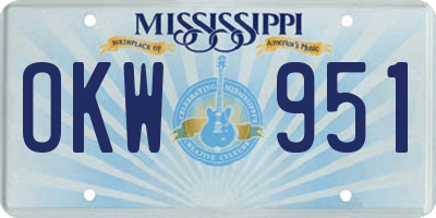 MS license plate OKW951