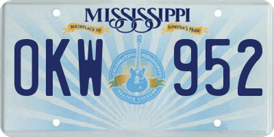 MS license plate OKW952