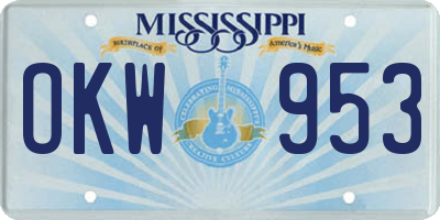 MS license plate OKW953