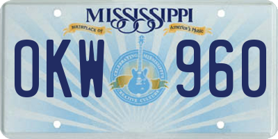 MS license plate OKW960
