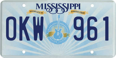 MS license plate OKW961