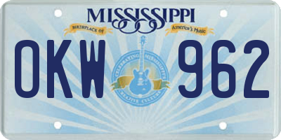 MS license plate OKW962