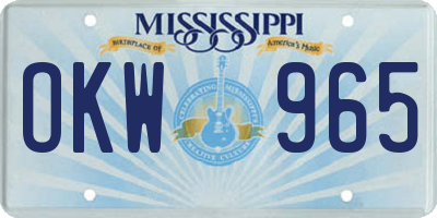 MS license plate OKW965