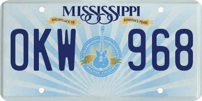 MS license plate OKW968