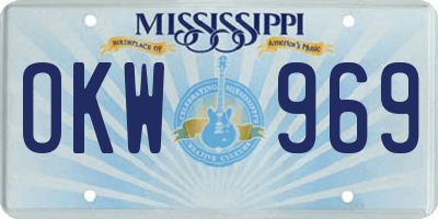 MS license plate OKW969