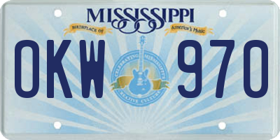 MS license plate OKW970