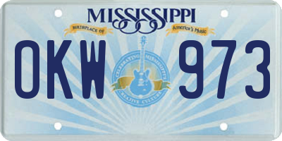 MS license plate OKW973