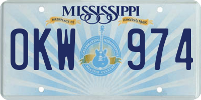 MS license plate OKW974