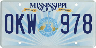 MS license plate OKW978