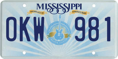 MS license plate OKW981
