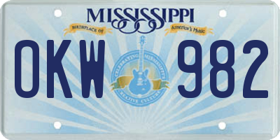 MS license plate OKW982