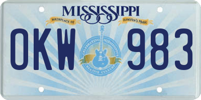 MS license plate OKW983