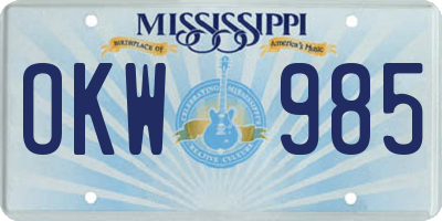 MS license plate OKW985