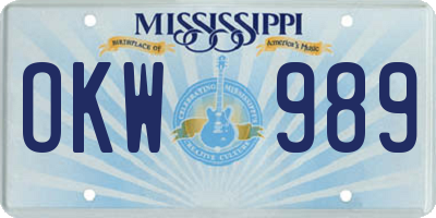 MS license plate OKW989