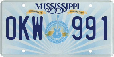 MS license plate OKW991