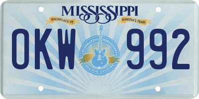 MS license plate OKW992