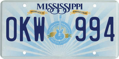 MS license plate OKW994