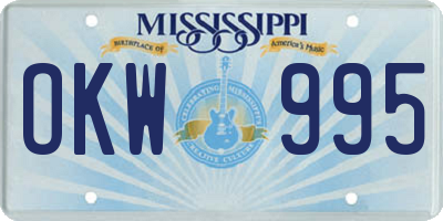 MS license plate OKW995