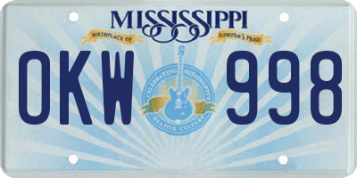 MS license plate OKW998