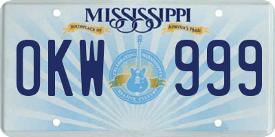 MS license plate OKW999
