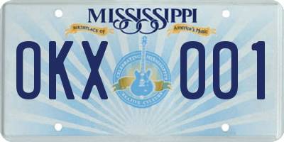 MS license plate OKX001