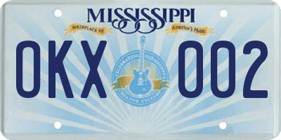 MS license plate OKX002