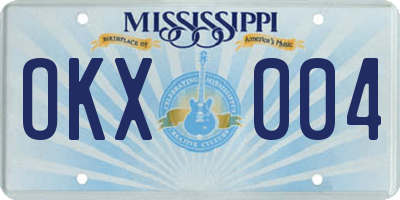 MS license plate OKX004