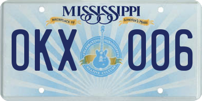 MS license plate OKX006
