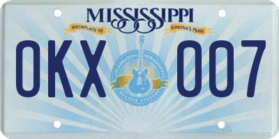 MS license plate OKX007