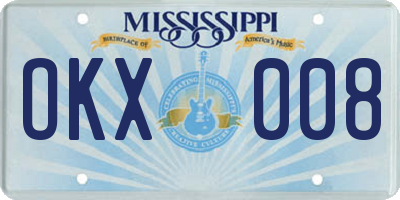 MS license plate OKX008