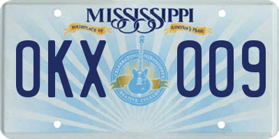 MS license plate OKX009