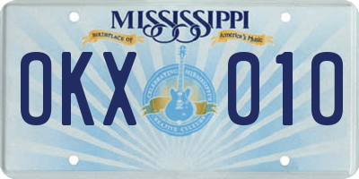 MS license plate OKX010
