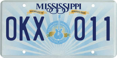 MS license plate OKX011