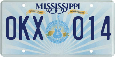 MS license plate OKX014