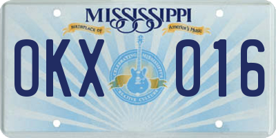 MS license plate OKX016