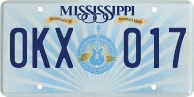 MS license plate OKX017