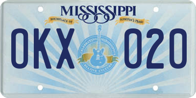 MS license plate OKX020