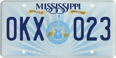 MS license plate OKX023