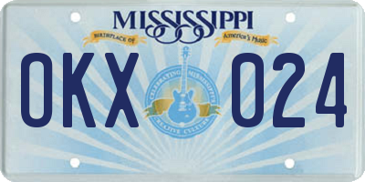 MS license plate OKX024