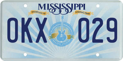 MS license plate OKX029