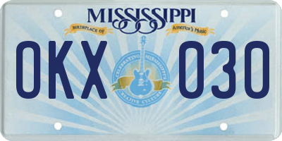 MS license plate OKX030