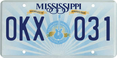 MS license plate OKX031