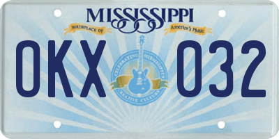 MS license plate OKX032