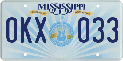 MS license plate OKX033